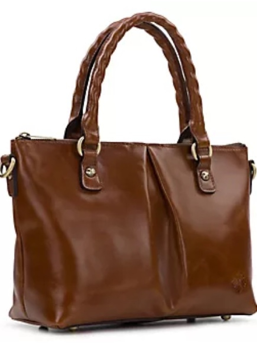 Patricia Nash Chestnut Brown Braided-Handle Leather Satchel - Picture 6 of 6